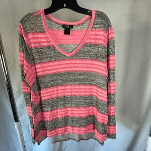 Deb Pink and Gray Striped Sweater